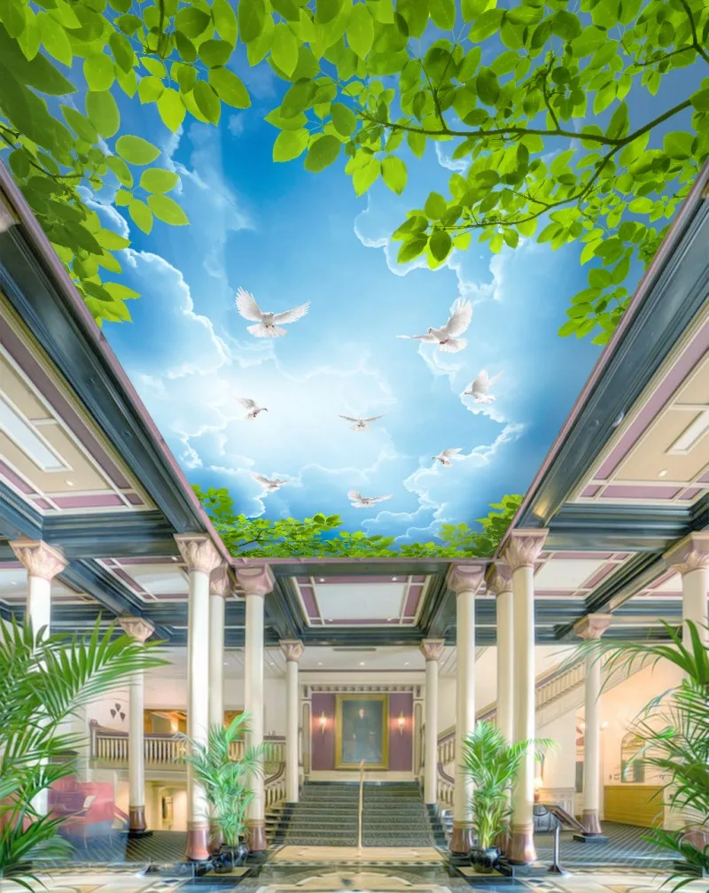 Dreamy sky ветки листья, Потолочная роспись 3d потолочные фрески обои