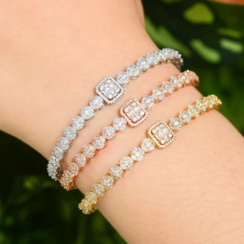 

SISCATHY Trendy Luxury Rosegold Open Bracelet and Rings Women Dubai Jewelry Sets Cubic Zirconia Gift for Wife Girlfriend