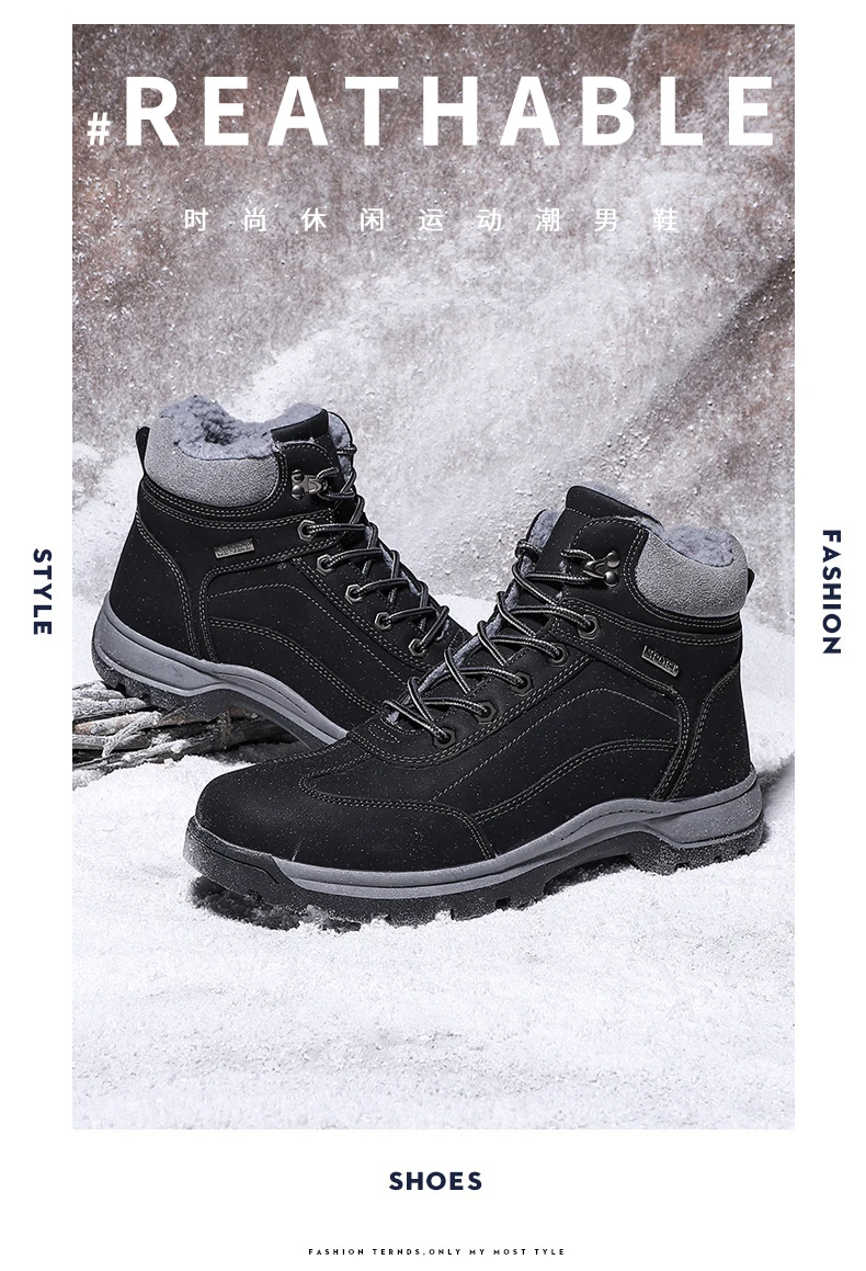 New Arrival Suede Leather Men Snow Boots Autumn Winter Warm Plush Men boots Ankle Boots casual Martin boots big size 46 47