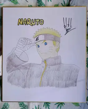 

hand drawn Kishimoto Masashi NARUTO Shikishi card art board signd - 20f