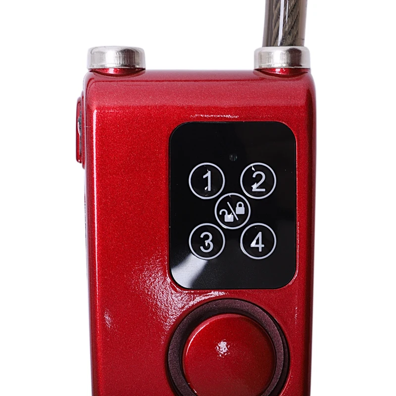 Electric Digital Door Lock With Wire Rope Waterproof Home Anti Theft Lock With 110Db Alarm For Door& Bicycle(Red