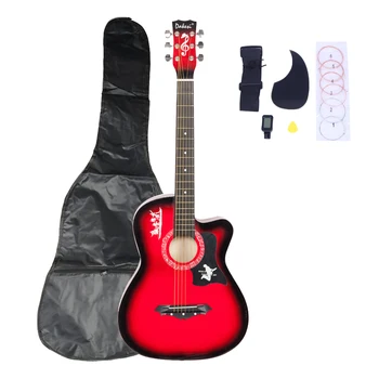 

38in Beginner Acoustic Bass Wood Guitar Starter Kit w/ Bag, Strap, Digital LCD Tuner, Pick, Pickguard, Strings