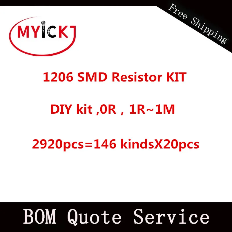2920 шт. = 146 kindsX20pcs 1206 SMD резистор Набор DIY KIT, 0R, 1R~ 1 м