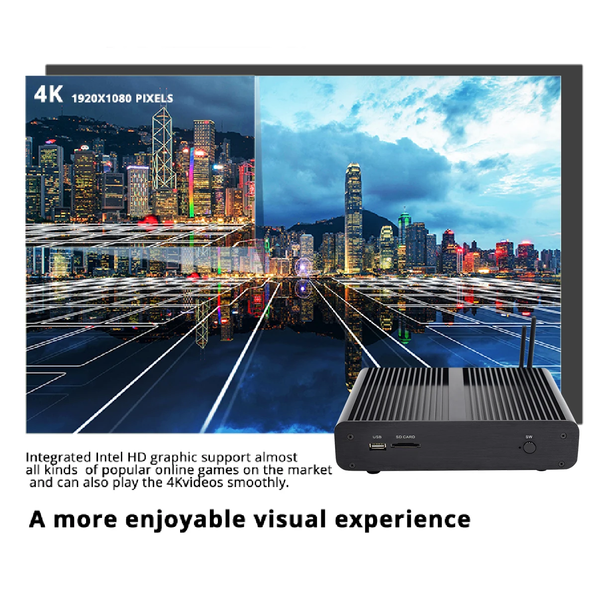 HYSTOU безвентиляторный мини ПК настольный четырехъядерный i7 8550U UHD графика 620 1000