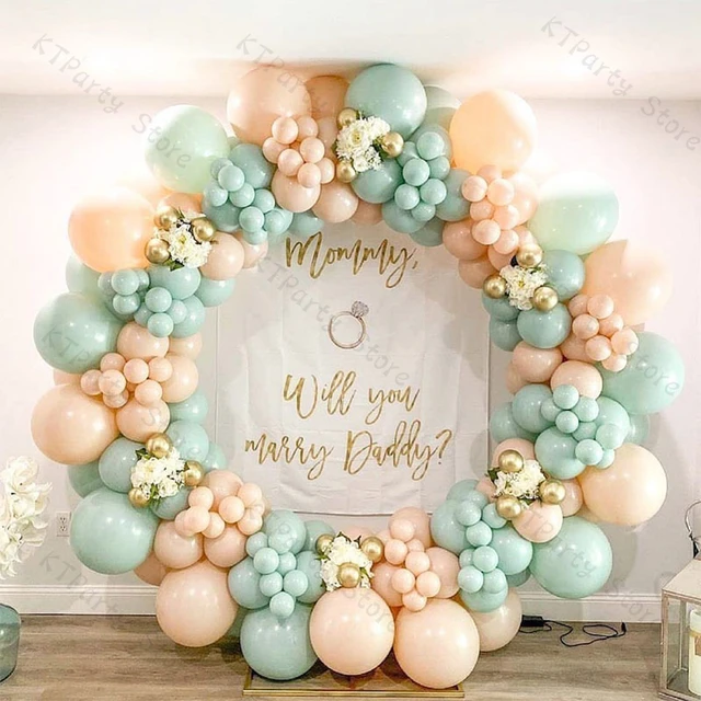 122 / 155pcs Guirlande de ballon vert et or avec crème verte poussiéreuse  Arche de ballon de pêche pour la fête danniversaire de bébé Fête de mariage  Douche nuptiale -  France