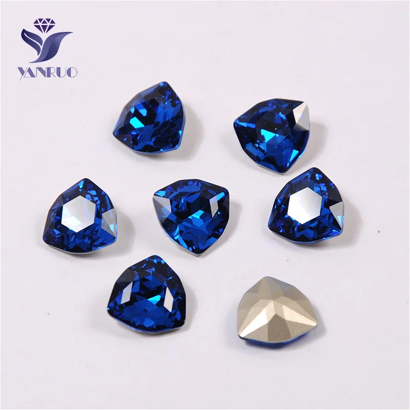 Yanruo 4706 Trilliant Стеклянные Камни DIY Strass острый задний кристалл для нашивки Стразы все для шитья аксессуары - Цвет: Capri Blue
