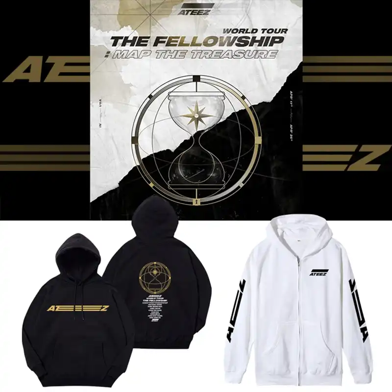 Ateez moletom com capuz feminino, casaco casual, estampado com capuz, mapa do tesouro kpop|Agasalhos e Moletons| - AliExpress