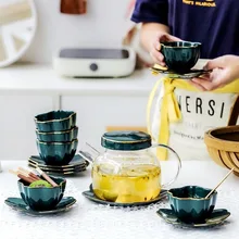 Скандинавский зеленый Британский MAfternoon чайный сервиз рефракционный медведь набор для цветочного чая керамический стеклянный фруктовый чайный горшок для домашнего отдыха чайная посуда
