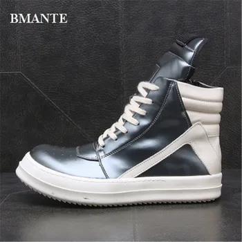 

Bmante Men's Shoes High-TOP Ankle Boots Genuine Leather Men's Sneaker Brand Platform Lace-up Winter Women Shoes Goth Dark Owen