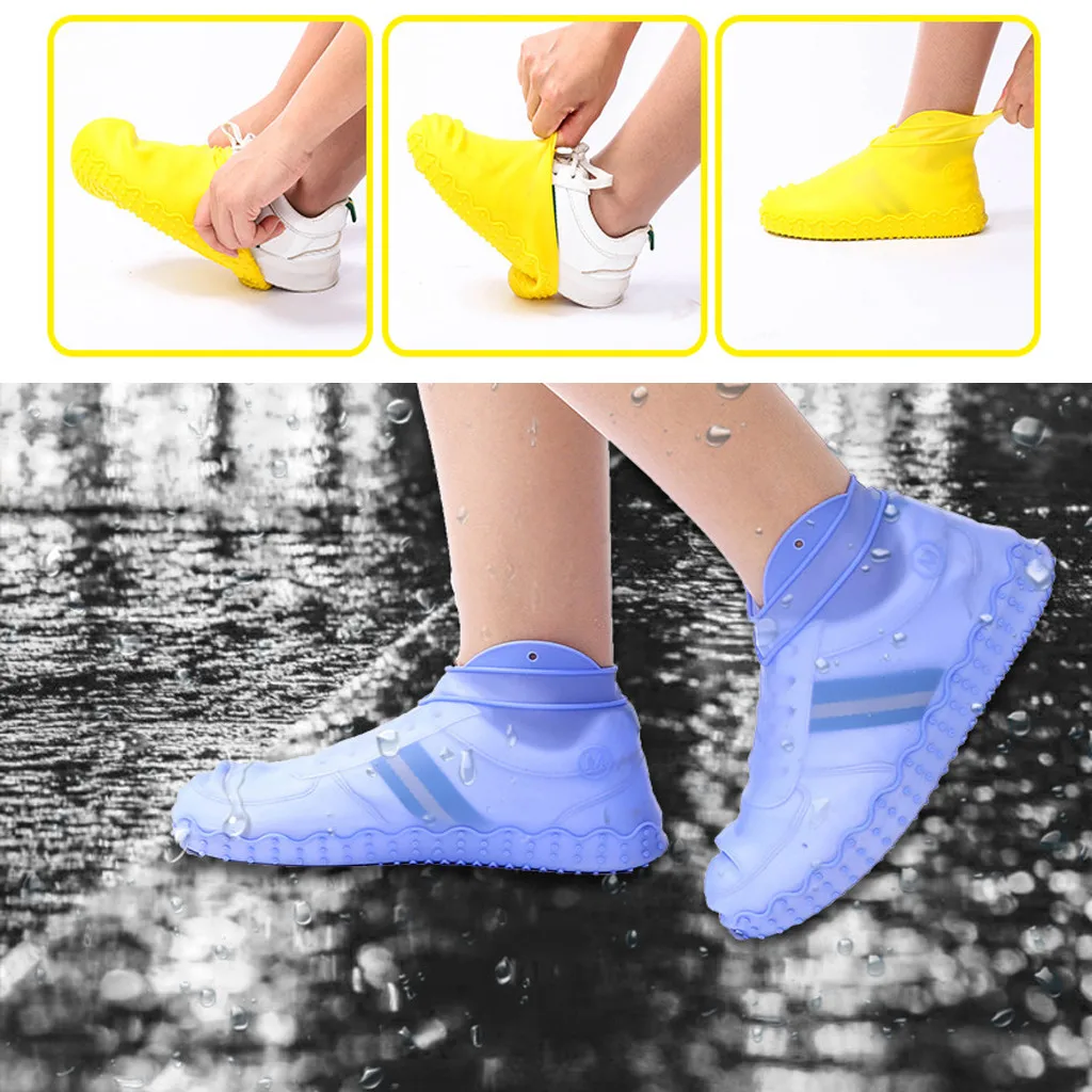 Waterproof Shoes Cover Silicone Non-Slip Men Rain Boots Shoes Protectors S M L 