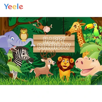 

Yeele Baby Birthday Backdrop Animals Zoo Elephant Jungle Customized Photocall Vinyl Photography Background For Photo Studio