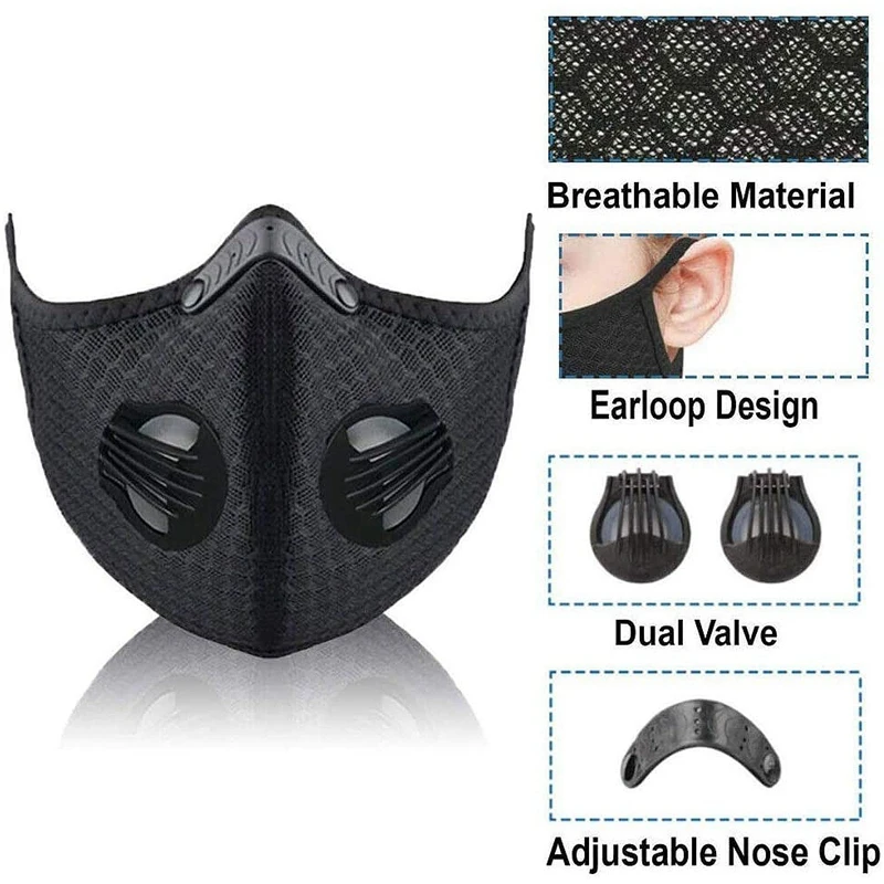 

Wholesale Reusable Dust Mask Cycling Face Mask with Extra face mask Filter - replcement mouth mask for Protection health care