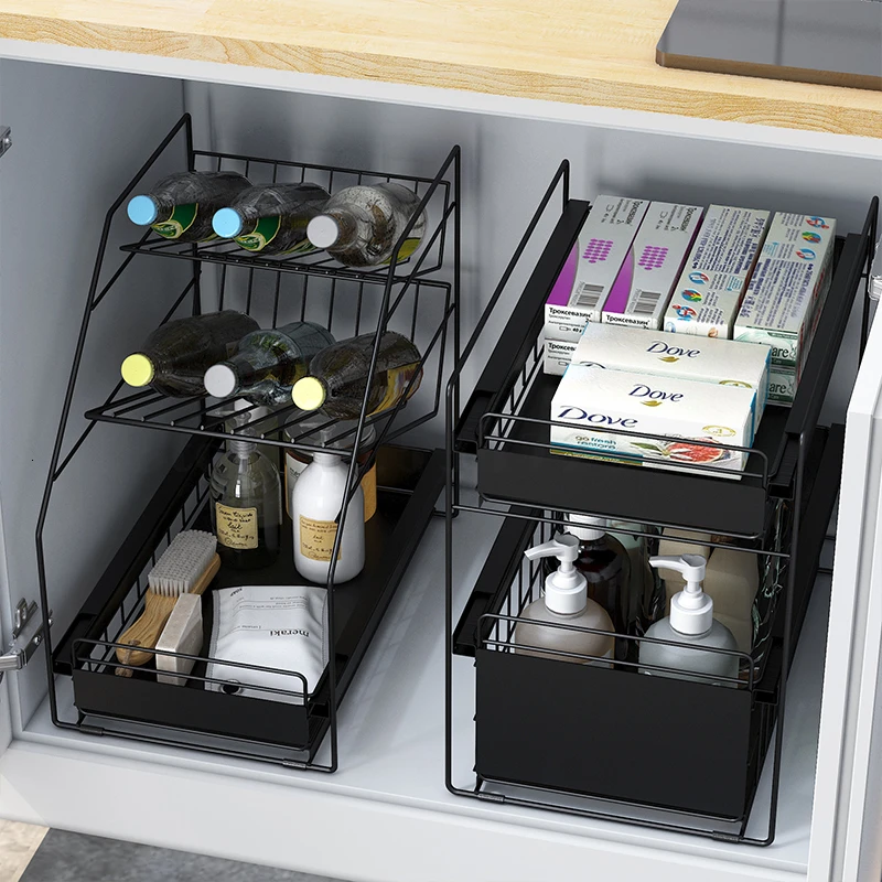 

Kitchen sink holder floor-mounted iron separating condiment cleaner conditioner multi-layer finishing storage rack