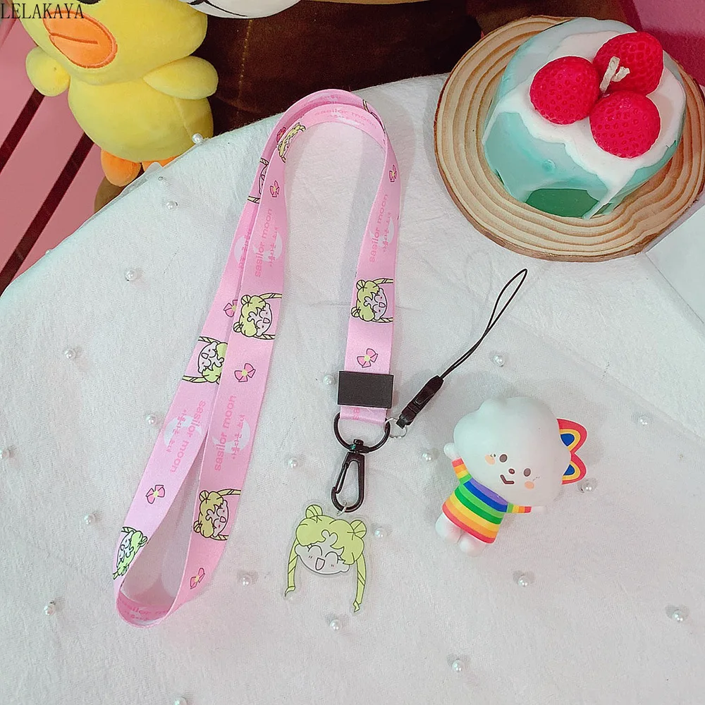 

Anime Sailor Moon Mobile Phone Straps USB Badge Holder Action Figure Printed Cartoon Neck Lanyard For Keys ID Card DIY Hang Rope