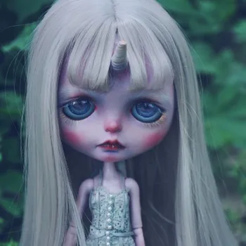

ICY 19 joint blyth doll with makeup face tanskin with hair Girl gift Indifferent expression Gothic style Customer custom doll