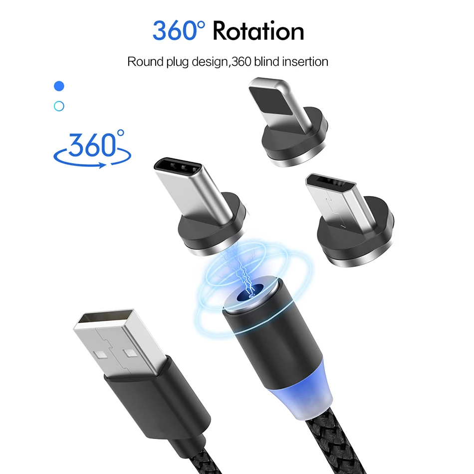 Biaze Магнитный usb кабель для зарядки usb type C для Iphone Xiaomi huawei samsung кабель для быстрой зарядки Micro USB кабель для светодиодного зарядного устройства