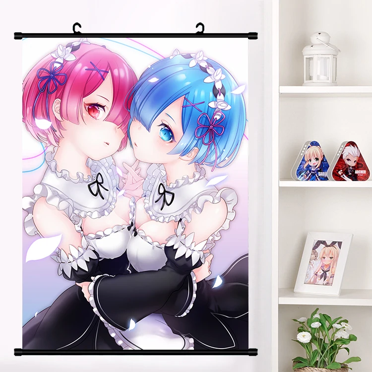 Аниме Re:zero kara hajimeru isekai seikatsu Rem Ram настенная роспись постер искусство