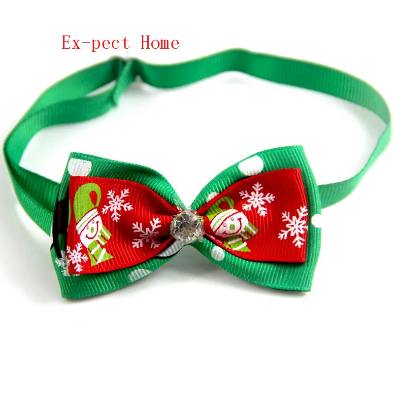 Dogs Bow Ties for Christmas Pet Bow Ties with Rhinestones Adjustable