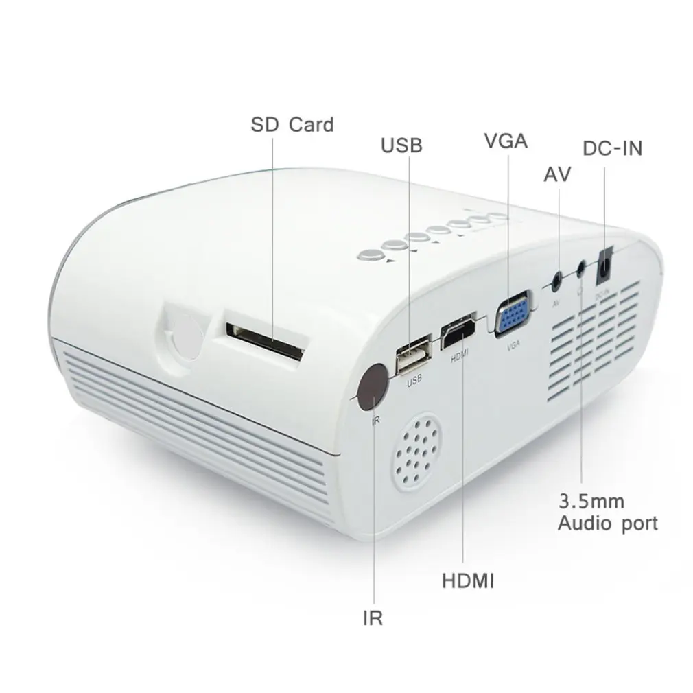 Rigal RD802 портативный кинопроектор для домашнего кинотеатра 480x320P USB VGA Высокое разрешение вход видео проектор