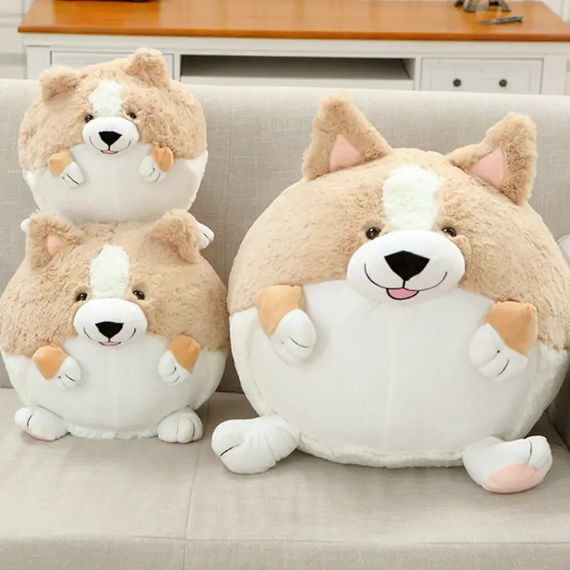 

Cute Creative Large Size Furry Toy Spherical Short Legs Corgi Pomeranian Doll Graduation Season Birthday Gift