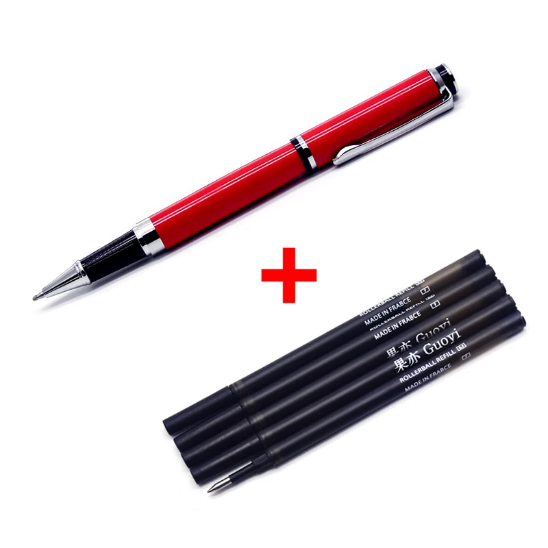 red with 5 Black ink Guoyi Q033 Новая Металлическая цветная гелевая ручка для офиса школьные принадлежности для обучения канцелярские принадлежности подарки роскошная ручка Отель Шариковая ручка для бизнеса - Цвет: red with 5 Black ink