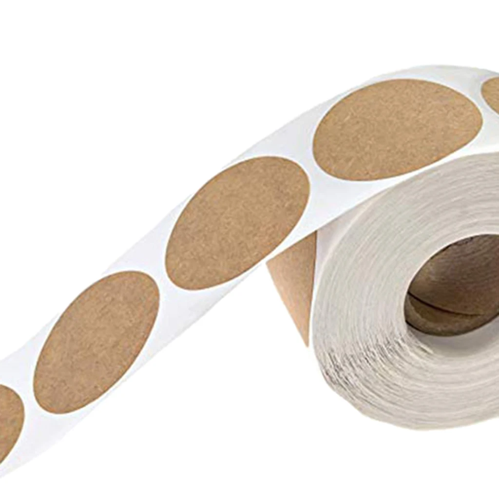 1 Roll Of Round Natural Kraft Homemade Blank Self Adhesive Stickers Gift Tags, 500 Labels Per Roll 1 Roll Of Round Natural Kraft Homemade Blank Self Adhesive Stickers Gift Tags, 500 Labels Per Roll