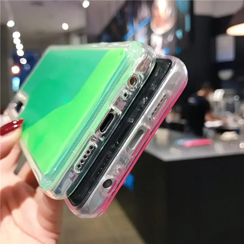 Светящийся неоновый песочный чехол для huawei P20 P30 lite Pro P30lite P30Pro Mate20 светится в темноте жидкий Блестящий песок Сумки для телефона