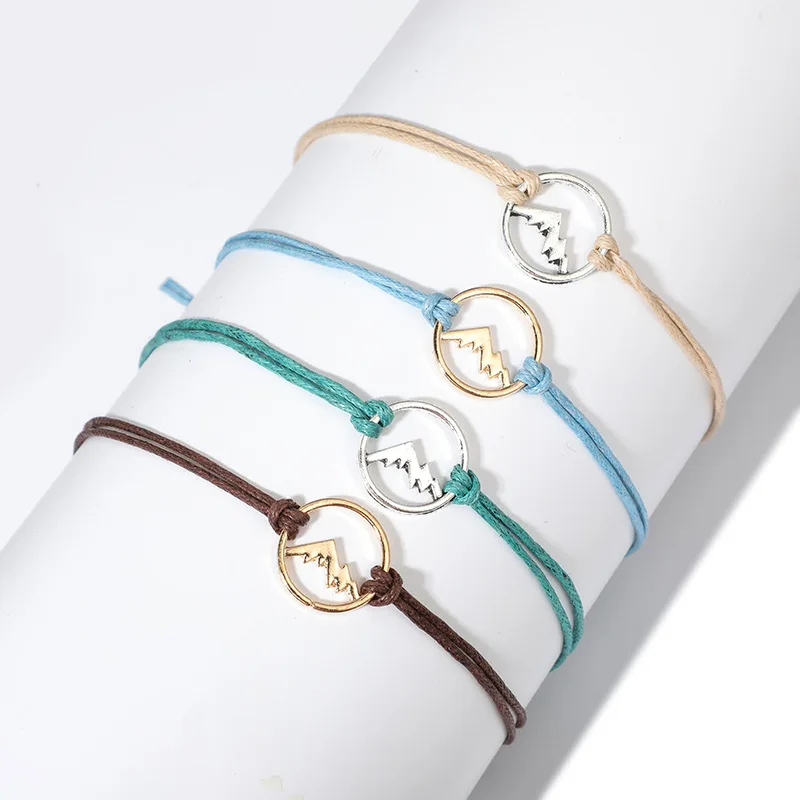 Docona красочные веревки Boho Слоистые браслеты для женщин горный пик Регулируемый Шарм Набор браслетов ювелирные изделия браслеты 6914