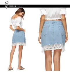 Алиэкспресс Лидер продаж короткая юбка с дырками кружевная джинсовая юбка с вышивкой экспортная юбка женская трапециевидная юбка