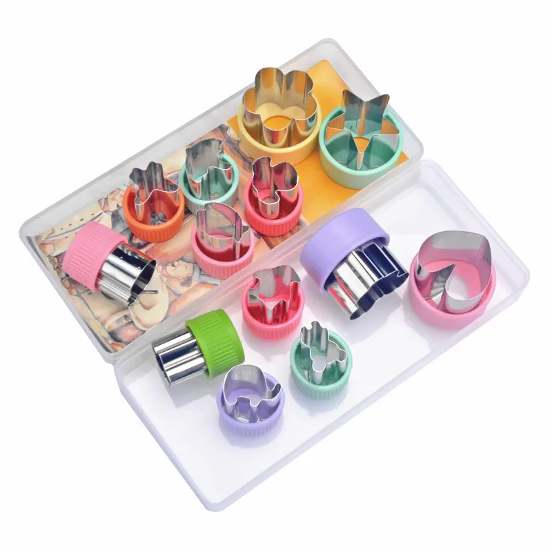 

Stainless Steel Small Cookie Stamp Mold Cookie Vegetable Fruit Cutters Shapes 13pcs Sets for Kids Baking Food Decoration Tool