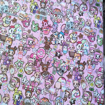 

145cm Width Japanese Cartoon Unicorn Four Way Stretch Polyester Fabric for Girl Summer Dress Skirt Blouse Pants DIY-BK871