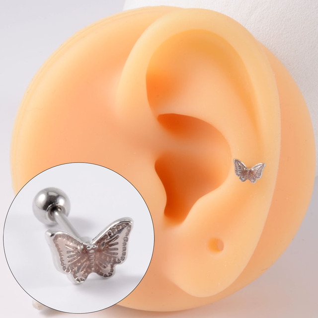 Surgical Steel CZ Cute Butterfly Ear Studs Cartilage Helix Lobe Conch Piercing Earring For Girls Gift Body Piercing Jewelry