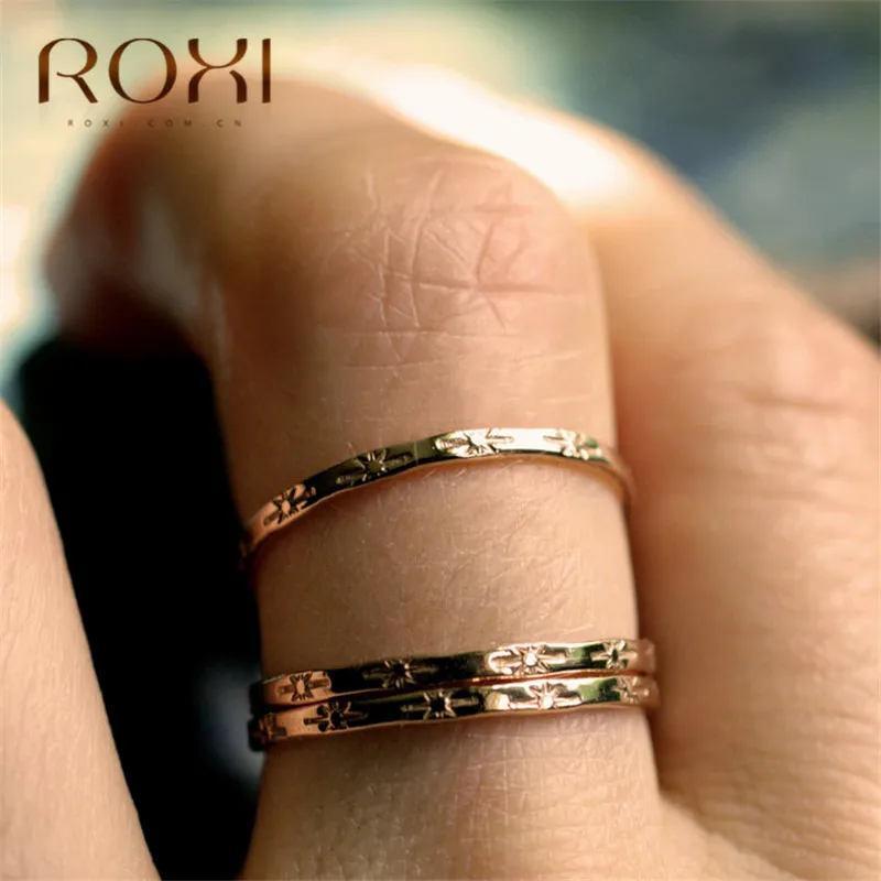 ROXI 925 Sterling Silver Ring for Women Girl Party Wedding Rings Dainty Sun Signet Female Finger Ring Couple Lover Jewelry