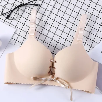 

Sexy Push Up bra Front Lace Up Bralette 3/4 Cup Wire Girl Women Solid Bra Thin Underwear Sexy Lingerie Soft Bras For Women 2019