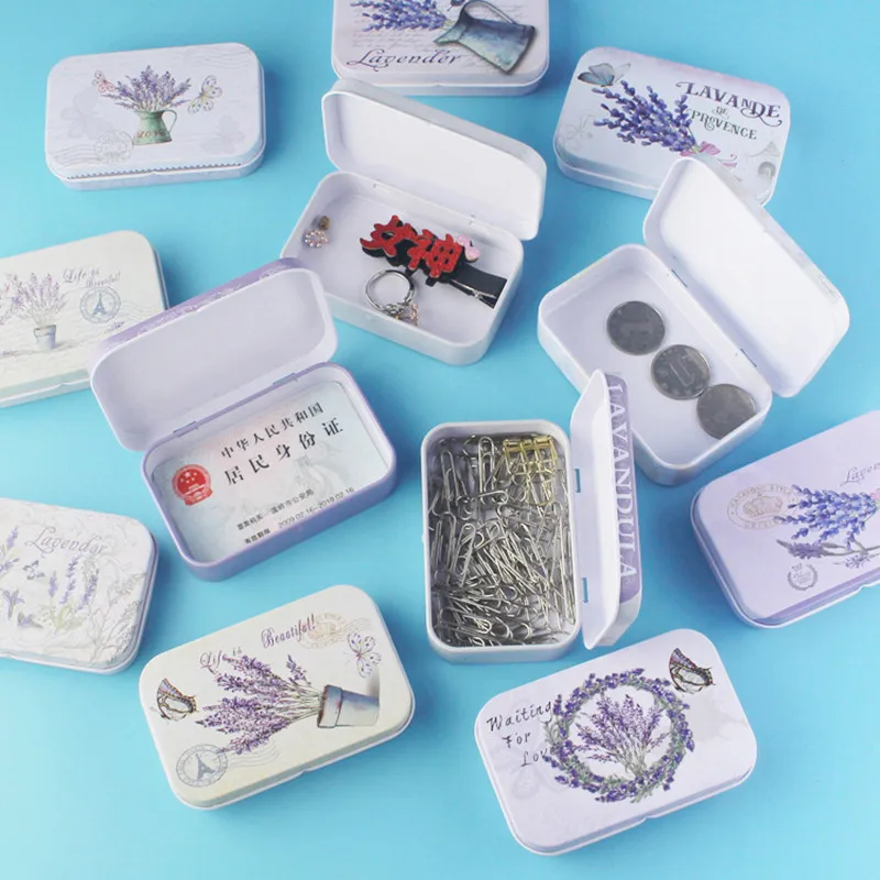 12 Pcs/Lot Vintage Flower Printing Storage Tin Jewelry Candy Packing Box Cute Coins Case Small Colletables Tin Boxes