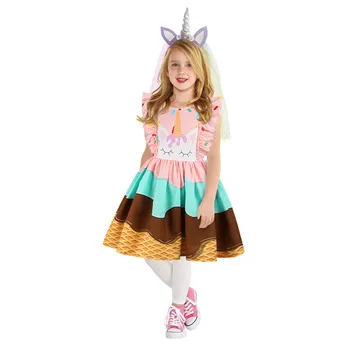 

Ruffle Armhole Unicorn Dress Girl Costume Summer sleeveless Toddler Princess Dress Kids costume