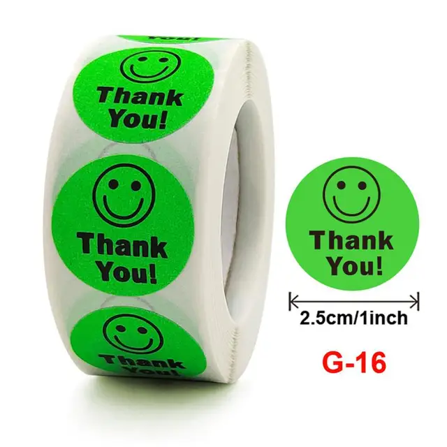 500Page One Roll Children Stationery Stickers Tape Creative School Smiley Face Reward Thank You Cute Fluorescent Color Kids Toy G-16
