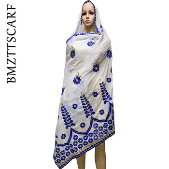

High Quality African Women Special Scarfs Muslim Women Embroidery 100% Cotton Scarf Party Wedding Scarf BM949