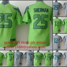 Прошитая Молодежная Футболка Seattle s для детей 16 Tyler Lockett 3 Russell Wilsons 12 Fan 24 Lynch 88 Jimmy Graham