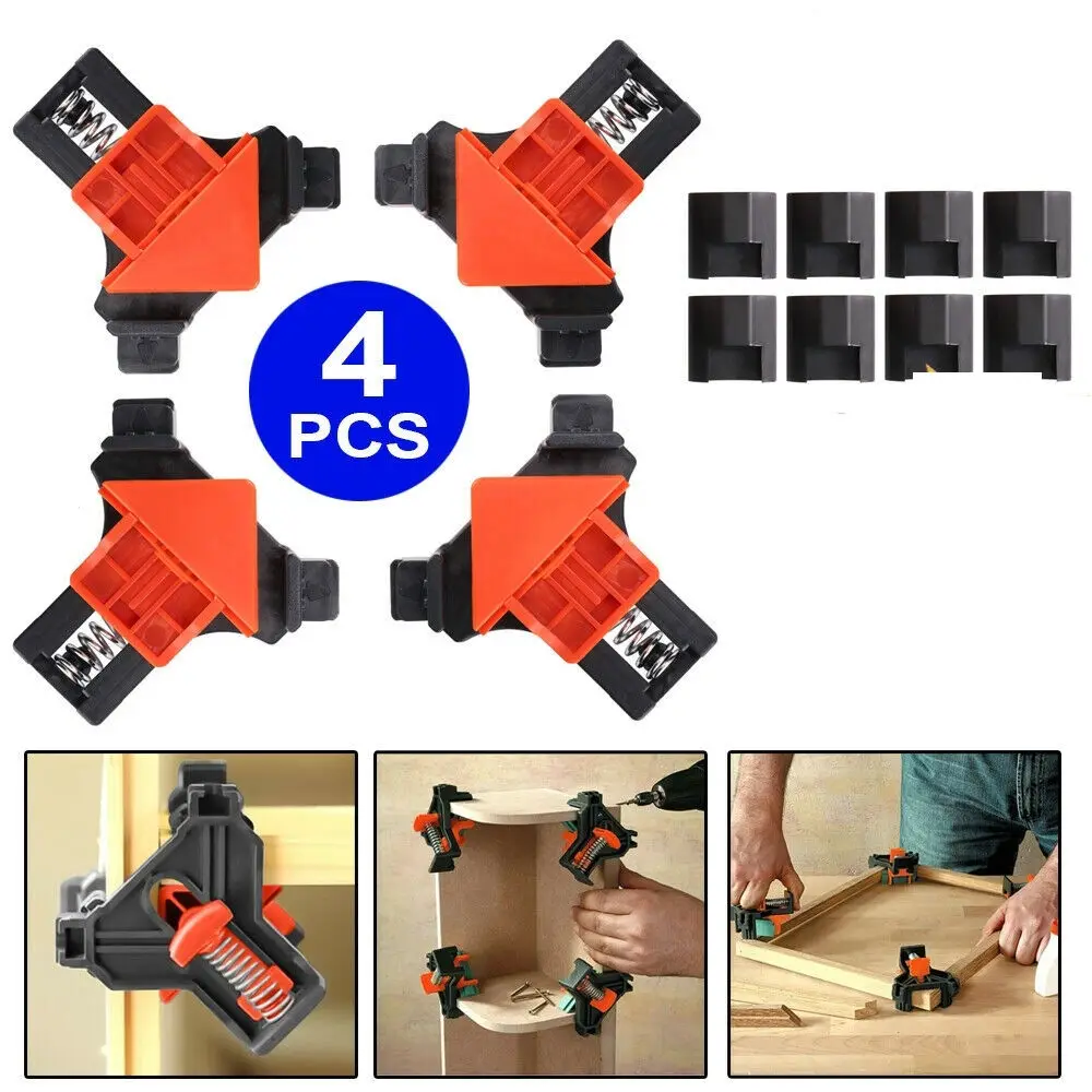 

4pcs 90 Degree Right Angle Clamp Fixing Clips Picture Frame Corner Clamp Woodworking Hand Tool Positioning Fixture Home DIY Tool