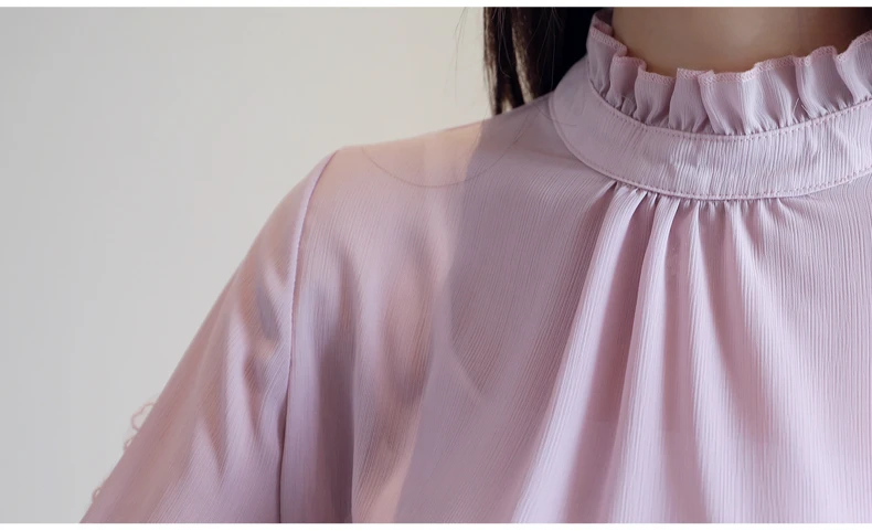 Модные женские блузки 2019 однотонная шифоновая блузка рубашка с длинным рукавом