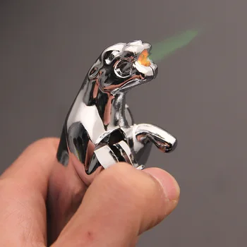 

Creative Compact Jet Gas Lighter LED Light Butane Lighters Inflated Fuel Fire Extinguisher Cheetah Shape Metal Funny Toys