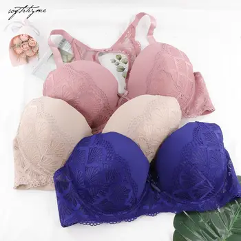 

Softrhyme Plus Size 44DD-54F Beauty Back Sexy Geometric Lace Bras for Women Large Size Lingerie Big Cup Brassiere Underwear