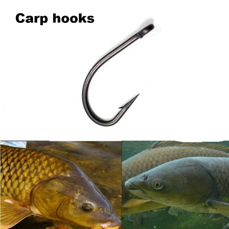 JIGEECARP 30pcs High Carbon Steel Barbed Popup Carp Hook A Matt Black Telflon Coated Needle Curve Carp Fishing Hook#2#4#6#10