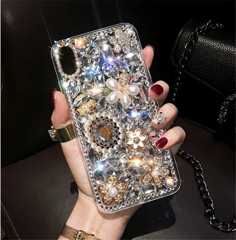 LaMaDiaa 3D жемчужный кристалл флакон духов блестящие Чехлы для Samsung Galaxy S10 S9 S8 Plus S7 edge