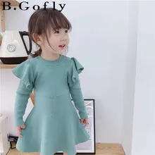 Осенне-зимняя одежда для малышей; детские вязаные платья для малышей; платье с длинными рукавами; топы для девочек; платье-рубашка для девочек