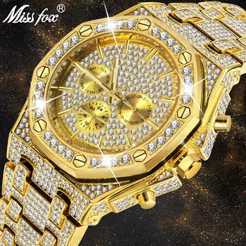 

MISSFOX Men Watches 2020 Luxury Design Classic Waterproof Watch Calendar Stainless Steel Plant Gold Bracelet Wristwatch New Gift