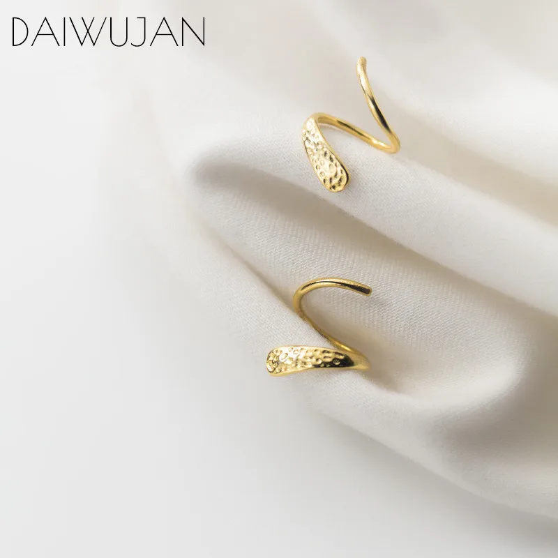 Женские серьги-клипсы DAIWUJAN из стерлингового серебра 100% пробы в виде спирали |
