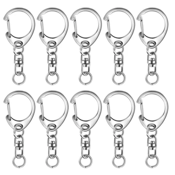 

100Pcs Key Ring Key Chain D-Snap Hook Split Keychain Parts Key Ring Hardware with 8mm Open Jump Ring and Connector
