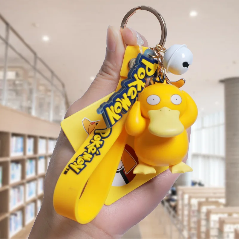 Authentic Pokemon Action Figure Pikachu Keychain Pokémon Keychain Squirtle Psyduck Keychain Backpack Pendant Model Car Keychains